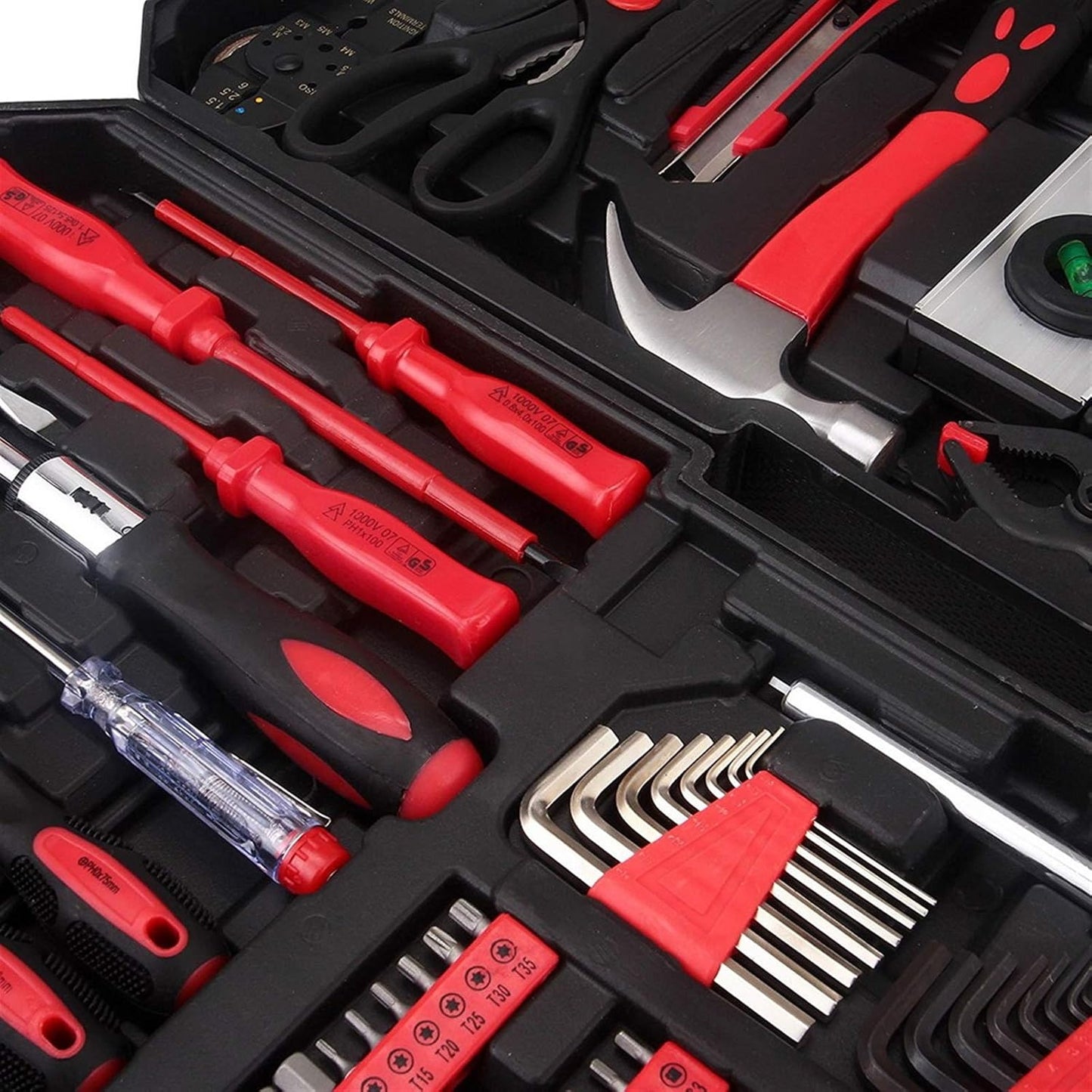 148 Pieces Tool Set,House Repairing Hand Tool Kits,Portable Complete Basic Repair General Hand Tool Sets for Men Women,Home Basic Repair Tool Kit,with Storage Case,for DIY Home Maintenance (Red)