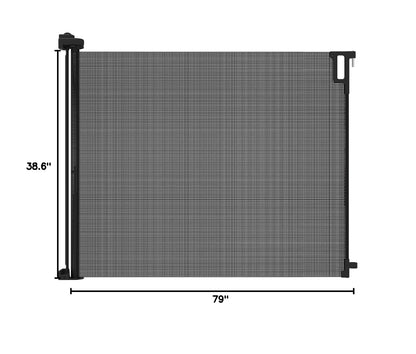 Perma Child Safety Indoor Outdoor Ultimate Retractable Baby Gate, 38.6" Tall Extends to 79" Wide, Black