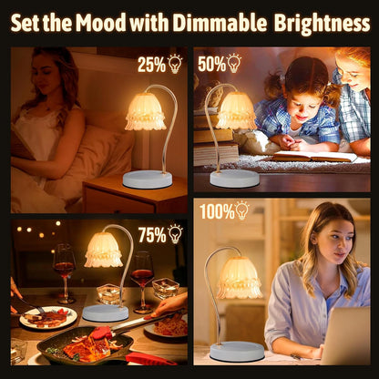 Fragrance Candle Warmer Lamp with 2 Bulbs Electric Candle Warmer with Timer & Dimmer for Home Decor