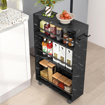 Tribesigns Slim Storage Cart, Rolling Narrow Kitchen Cart on Wheels for Small Place, 4-Tier Slide Out Slim Utility Cart Skinny Laundry Cart with Handle for Kitchen, Bathroom, Laundry