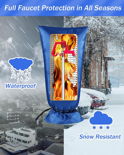 Extended Outdoor Faucet Cover for Winter Freeze Protection, POROLIR Large 25" H x 13" W Thicker Insulation Long Winter Sock for Outdoor Sprinkler Yard Hydrant Hose Bib Insulated Spigot Black