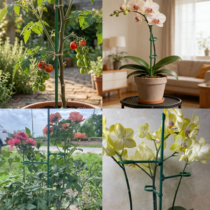 26Pcs Plant Support Combo, 5Pcs Stackable Monstera Plant Stakes Trellis+ 20Pcs Garden Clips + 1Pcs Ties, Moss Pole Alternative for Indoor Outdoor Climbing Vines Houseplants