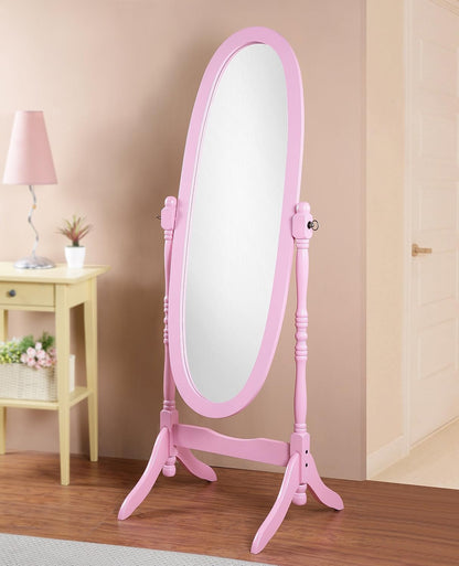 Full Length Mirror with Stand - Traditional Queen Anna Cheval Style in Solid Wood, Freestanding Adjustable Tilting Oval Glass for Bedroom & Dressing Room (Cherry)