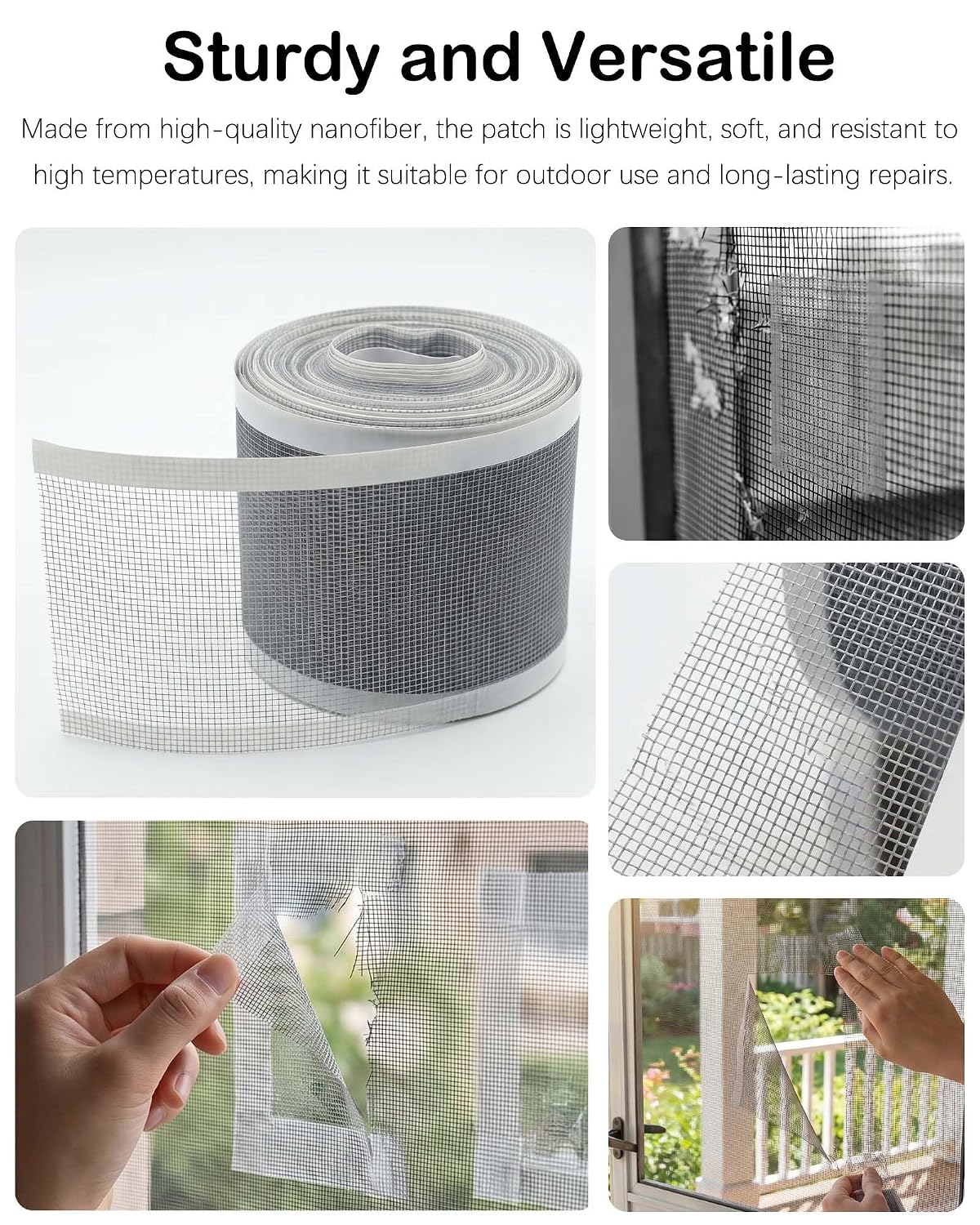 Window Screen Repair Patch, Traceless Strong Adhesive,Nano Fiber Mesh Patch Roll for Screen Door tears Holes and Insect Proof Net Hole (2.76 in x 32.81 ft) (Grey-7cm)