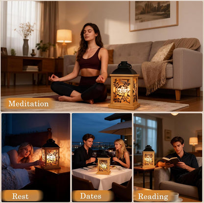 Candle Warmer Lamp Wood with Timer & Dimmer, Enclosed Flameless Top Down Candle Warmer, Farmhouse Lantern Candle Warmer for Jar Candles, Housewarming Home Decor Gift for Men & Women