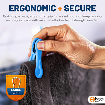 Hegs 24 Pack Multi-Color - The Smartest Heavy Duty Clothespins with Hooks - Hang 3 Garments at Once with Our Tough, Dual Hooks Clothes Pins with Anti-Rust Spring - Durable, Colorful Clothespins