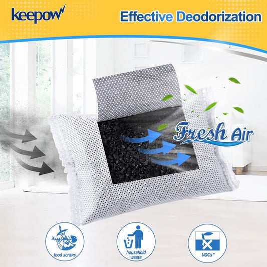 KEEPOW Activated Charcoal Odor Absorber Filter Refills Compatible with 8 Gallon & Larger 13 Gallon Trash Can Diaper Garbage Can, Trash Can Deodorizer, Diaper Pail Deodorizer, 3 Pack