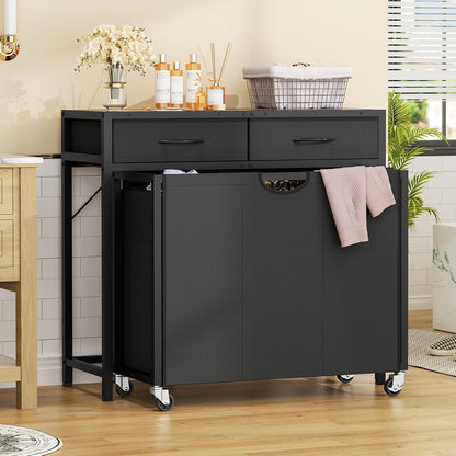 Laundry Sorter 3 Section, 120 L Laundry Hamper with 2 Drawers & 2-tone Top Panel, Rolling Laundry Basket Organizer with Pull-Out Removable Oxford Fabric Bags for Laundry Room Organization UNZYL006BVV3