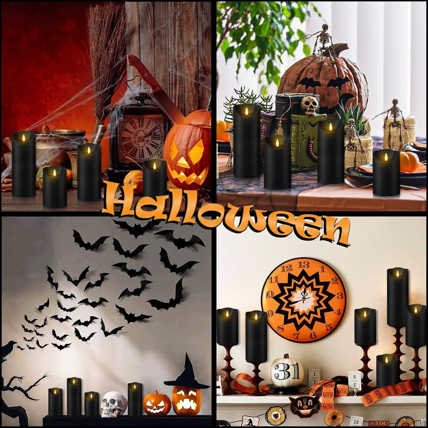 Fo32won Flameless Flickering Candles with Remote Timer, Set of 6 Ivory Led Battery Operated Candles for Home Decor Xmas Halloween (D3 x H3 3" 4" 5" 6" 7")