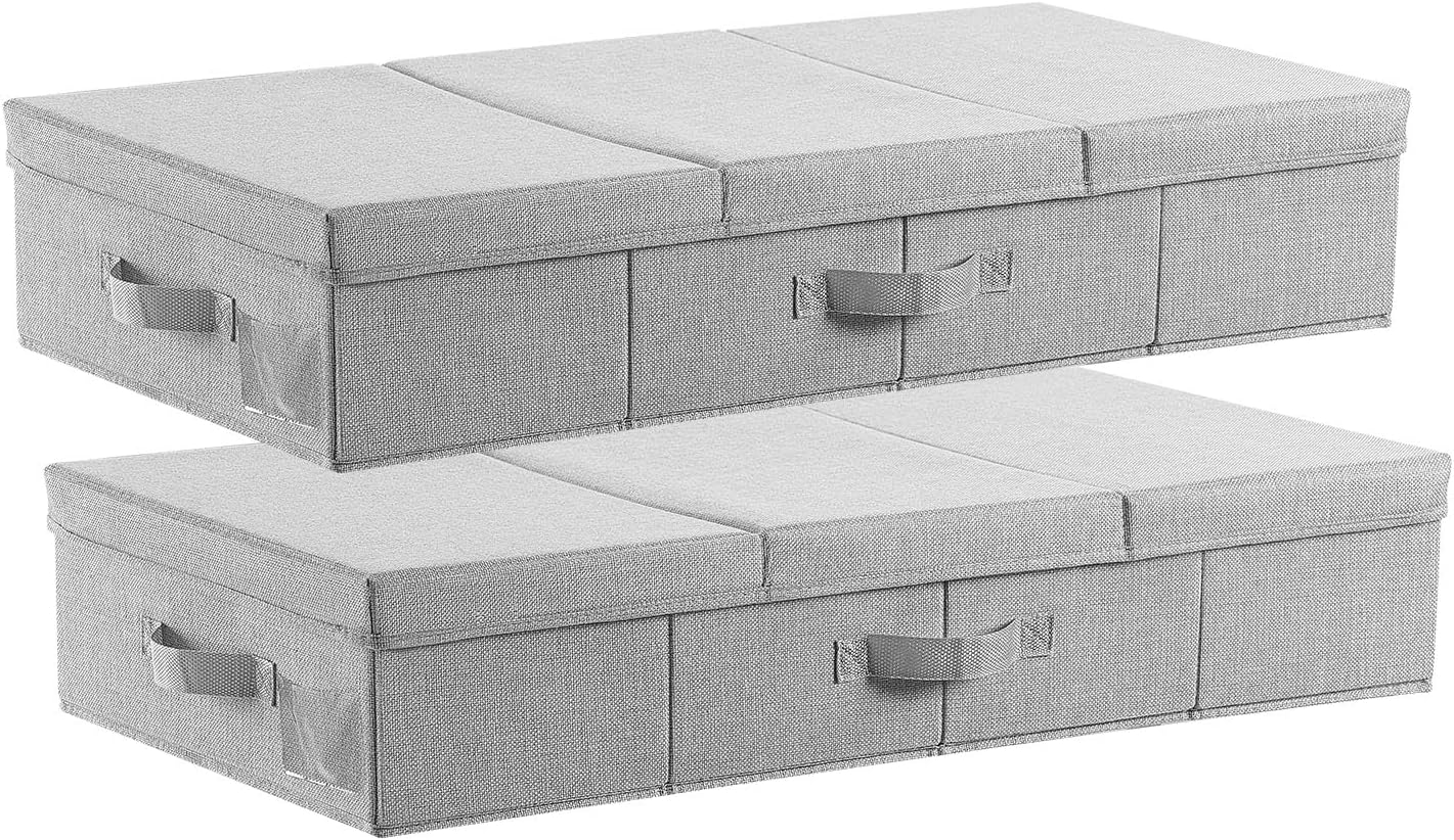 VEVOR Under Bed Storage with Wheels, 36.0 x 18.1 x 7.3 inch, Underbed Containers with Clear Lid, Underbed Shoe Organizer, Rolling Under the Bed Storage Bins for Clothes Shoes Blankets Bedroom, 2 Pack