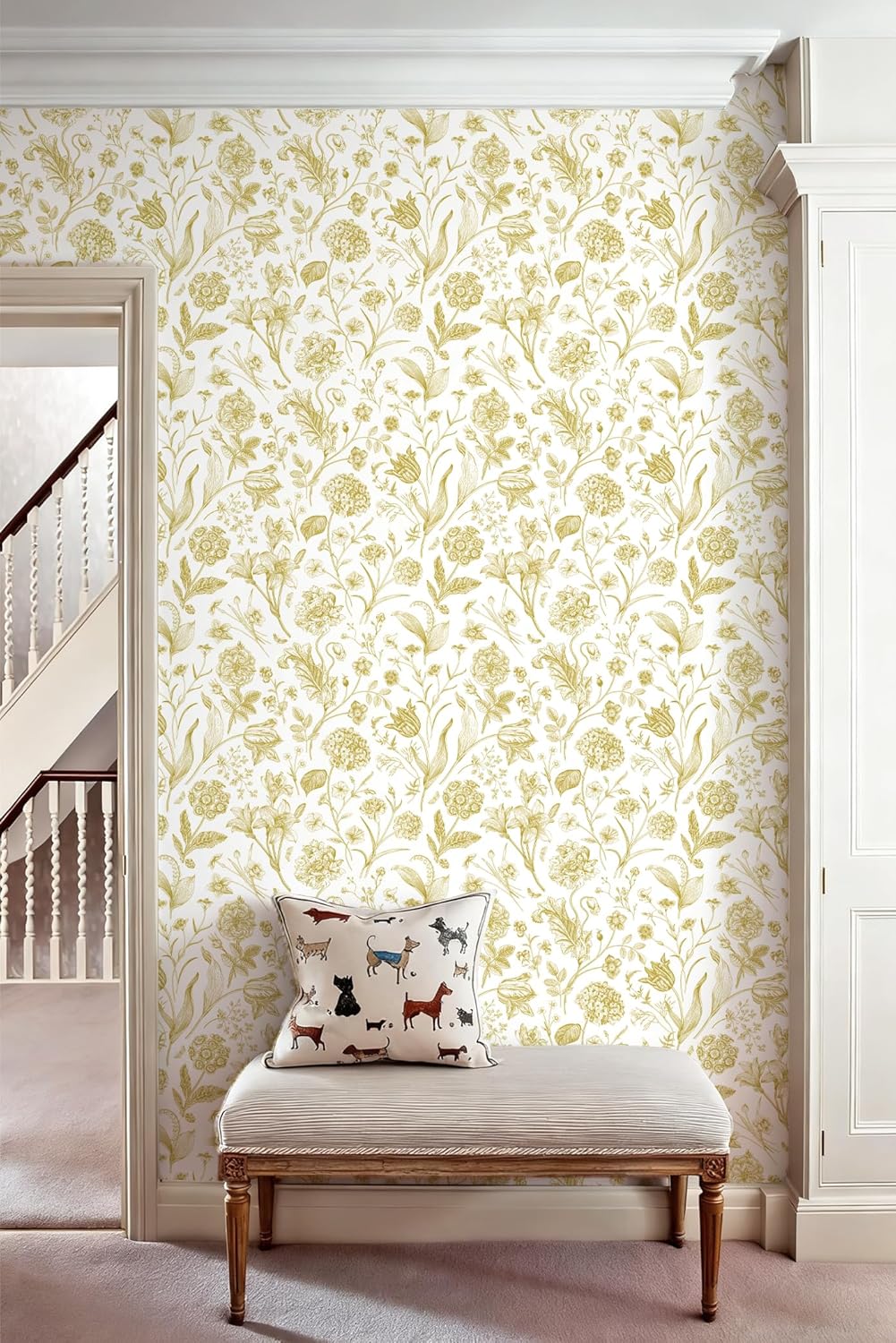 Black and Beige Peel and Stick Wallpaper Botanical Contact Paper 16.9inch x 118.1inch Floral Wall Paper Peel and Stick for Bathroom Bedroom Removable Self Adhesive Wallpaper Decor Vinyl