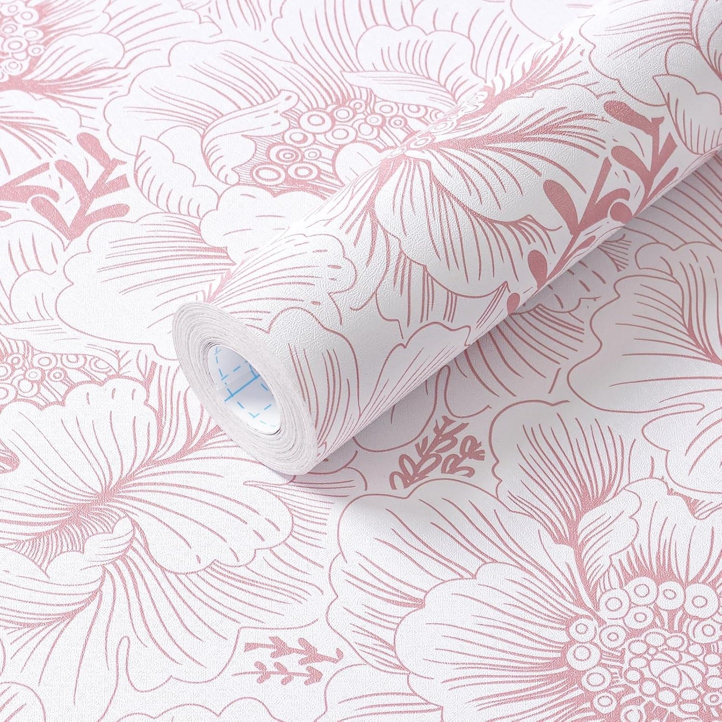 GloryTik Floral Peel and Stick Wallpaper, Removable Blue Floral Contact Paper, Self Adhesive Renter Friendly Wallpaper for Bedroom Living Room Bathroom (17.3" x 78.7")