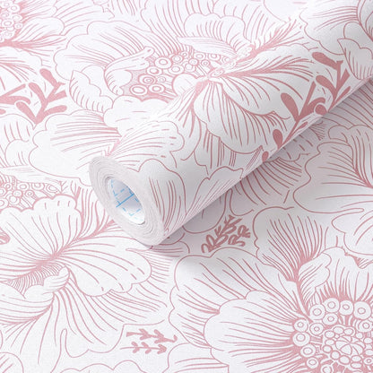 GloryTik Floral Peel and Stick Wallpaper, Removable Blue Floral Contact Paper, Self Adhesive Renter Friendly Wallpaper for Bedroom Living Room Bathroom (17.3" x 78.7")