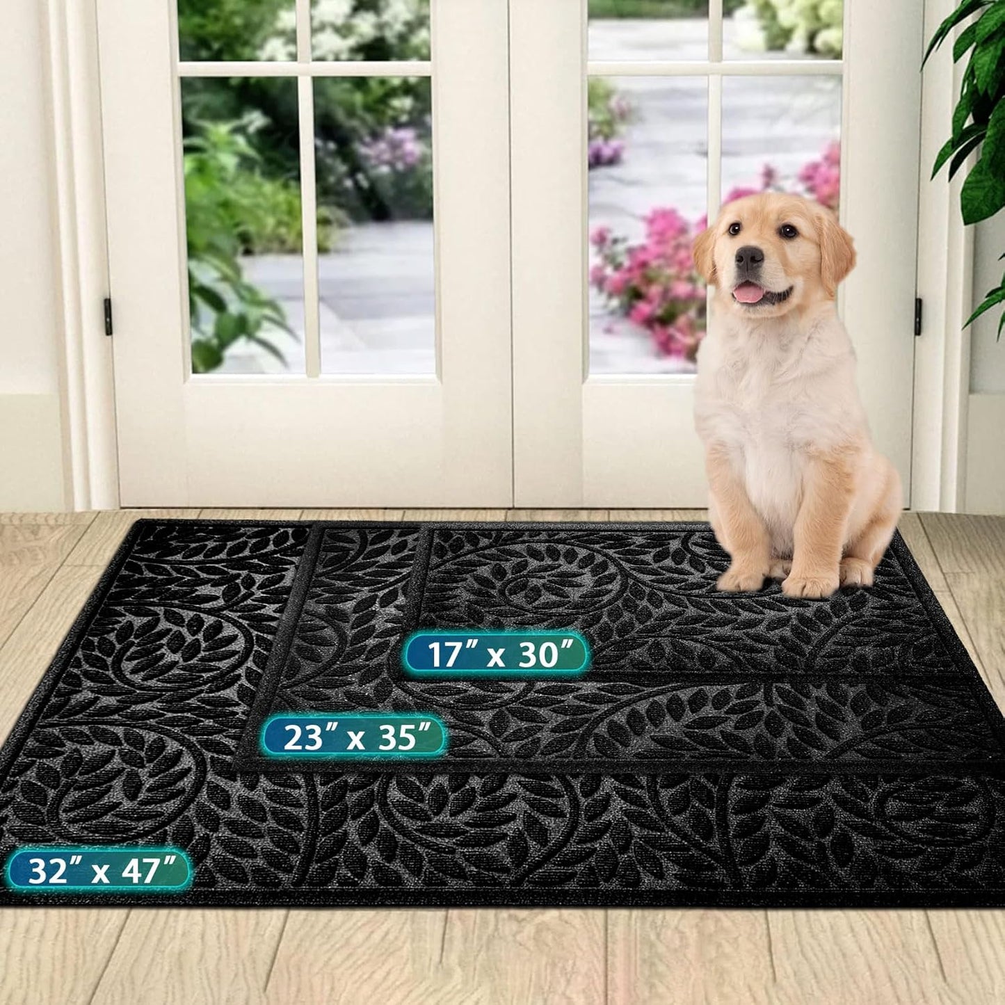 Bulijojo Front Door Mat Entrance,Durable Heavy Duty Welcome Mat,Thick Absorbent Natural Rubber Non Slip Mat,Sturdy Entryway Brown 17"x30"