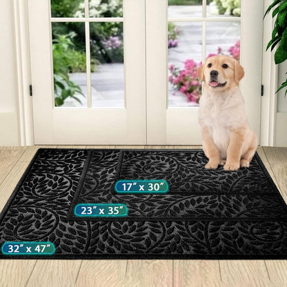 Bulijojo Front Door Mat Entrance,Durable Heavy Duty Welcome Mat,Thick Absorbent Natural Rubber Non Slip Mat,Sturdy Entryway Brown 17"x30"