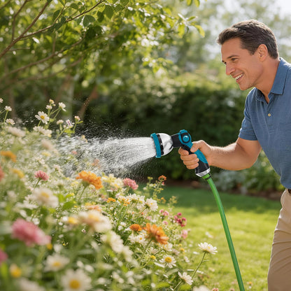 Besiter Garden Hose Nozzle Sprayer: 2 Pack 10 Watering Patterns Spray Nozzles Heavy Duty Metal Hose Head Hose Attachment, Thumb Control On Off Valve