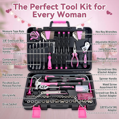 KOOPOOL Tool Set, Tool Box Kit for Mechanic and Car, General Household Home Tool Kit, Basic Tool Kit for Home Auto Repair, with Storage Case