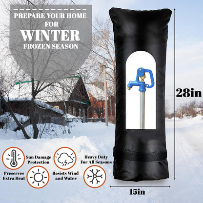 Faucet Cover for Winter Freeze Protection - 15" W x 27.5" H Extra Long & Thick Insulating Outdoor Faucet Cover, Easy Install Frost-Proof Spigot Covers for Outdoor Hose Bibbs, Black