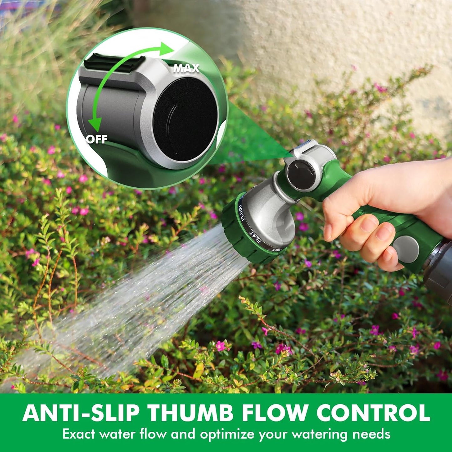 RESTMO Heavy Duty Hose Nozzle, Metal Garden Water Hose Sprayer with 7 Watering Patterns, Thumb Control, On Off Valve, High Pressure Nozzle Sprayer for Watering Plants, Car and Pet Washing, Bronze