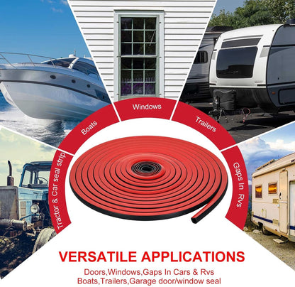 Pangda 13Ft D Shape Rubber Weather Stripping Foam Self-Adhesive EPDM Seal Strip for Noise Reduction Waterproof Dustproof for Cars Boats RVs Windows Doors (3/4" W x 3/4" H)