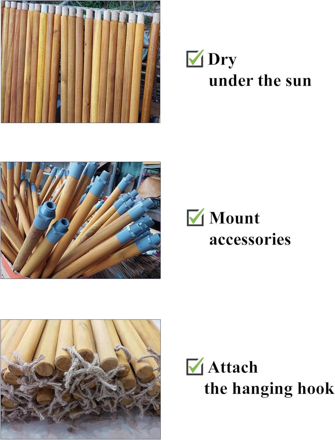 Coconut Broom - 55 Inches Length, Heavy Duty Broom for Sweeping Patio, Garden, House, Garage and Other Outdoor Spaces.