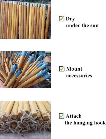 Coconut Broom - 55 Inches Length, Heavy Duty Broom for Sweeping Patio, Garden, House, Garage and Other Outdoor Spaces.