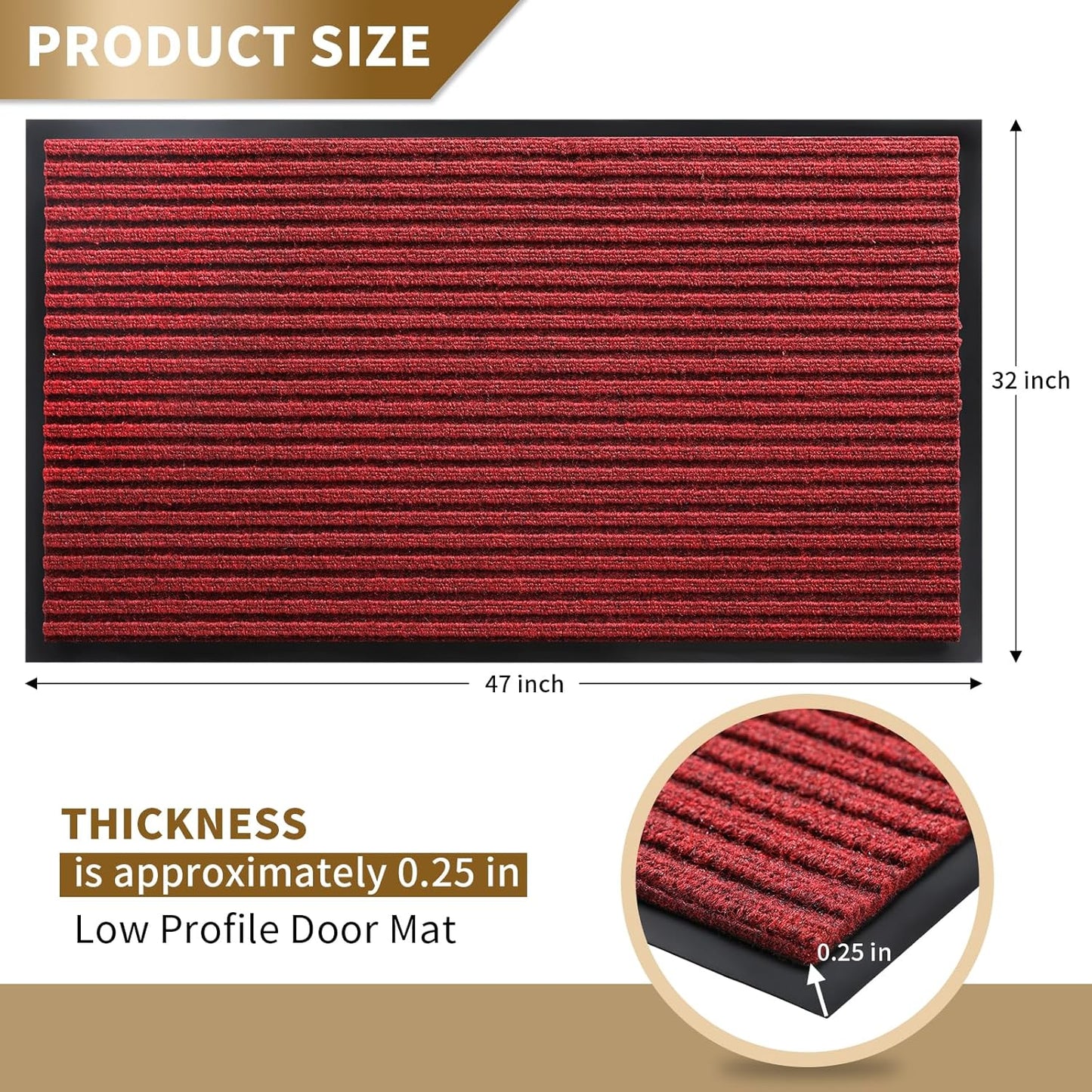 Yimobra Welcome Mat, Heavy Duty Sturdy Door Mats for Home Entrance Outdoor Indoor, Front Doormat for Outside Patio Floor Entry Porch Garage Office, Waterproof, Low Profile, 29.5x17, Black Grey