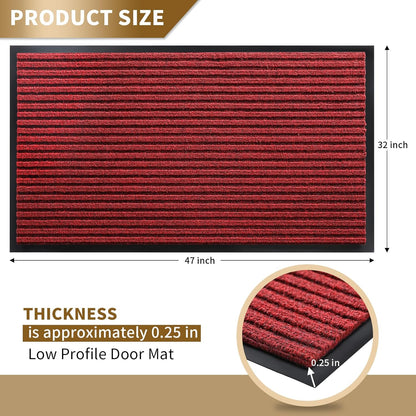 Yimobra Welcome Mat, Heavy Duty Sturdy Door Mats for Home Entrance Outdoor Indoor, Front Doormat for Outside Patio Floor Entry Porch Garage Office, Waterproof, Low Profile, 29.5x17, Black Grey