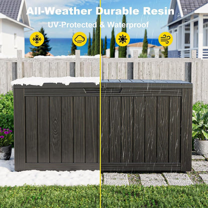 150 Gallon Waterproof Outdoor Storage Box,Resin Deck Box,Lockable Outside Storage Box Container for Patio Furniure,Garden,Tools (150 Gallon,Black)