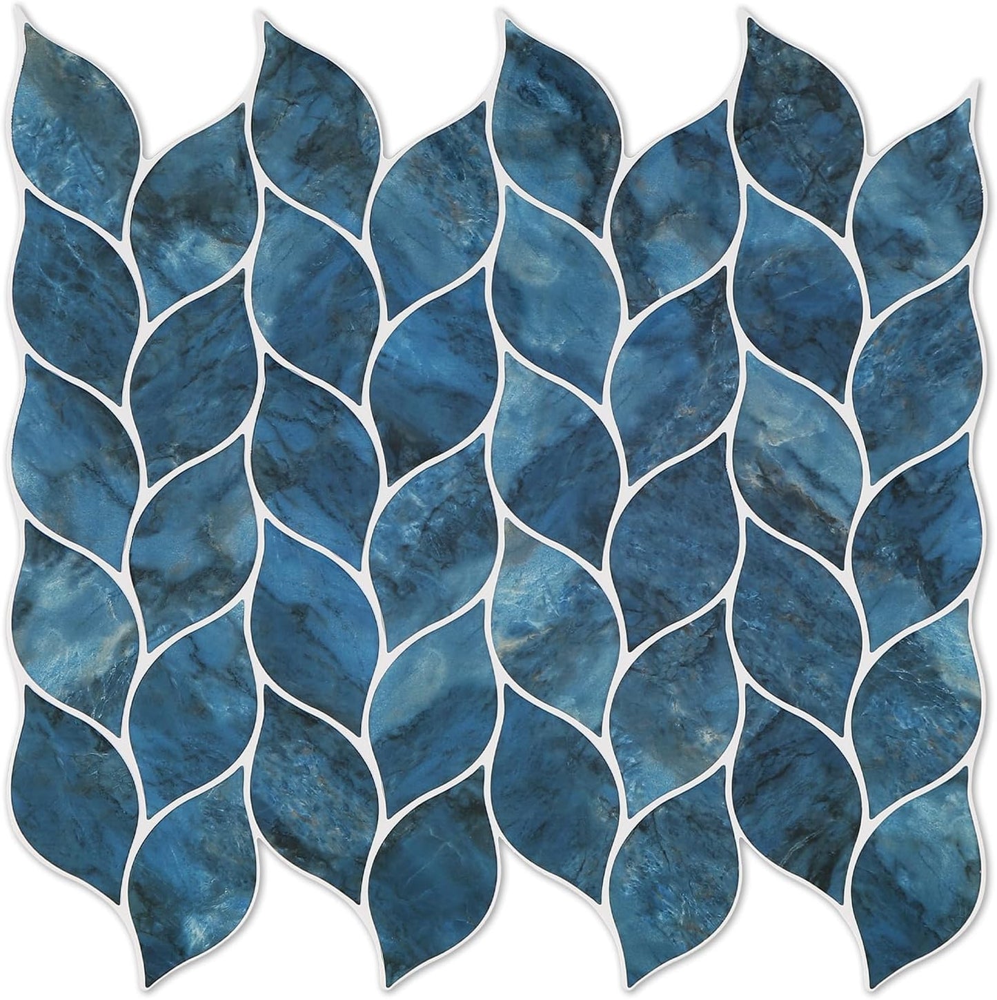Tilingview 10 Pcs Vinyl Leaf Peel and Stick Tile for Kitchen Backsplash, Premium Self-Adhesive Tiles Plastic Wall Stickers Art Mosaics (Blue Gray)