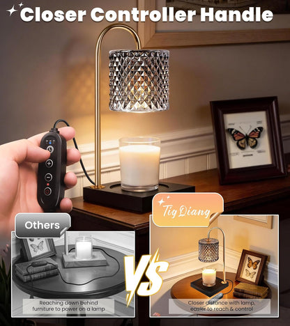 TigQiang Candle Warmer Lamp with Timer Dimmer, Birthday Gifts for Women Mom, House Warming Gifts, Elegant New Home Decor, Wax Warmer for Jar Candles, Heater Lamp for Scented Wax, Clear Glass