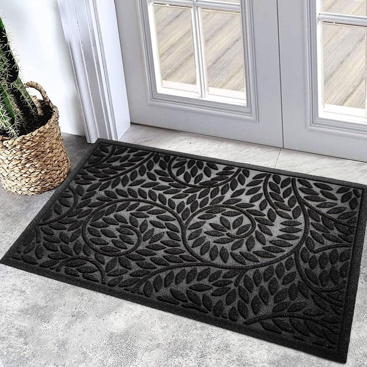 Bulijojo Front Door Mat Entrance,Durable Heavy Duty Welcome Mat,Thick Absorbent Natural Rubber Non Slip Mat,Sturdy Entryway Brown 17"x30"