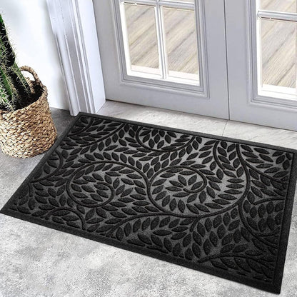 Bulijojo Front Door Mat Entrance,Durable Heavy Duty Welcome Mat,Thick Absorbent Natural Rubber Non Slip Mat,Sturdy Entryway Brown 17"x30"