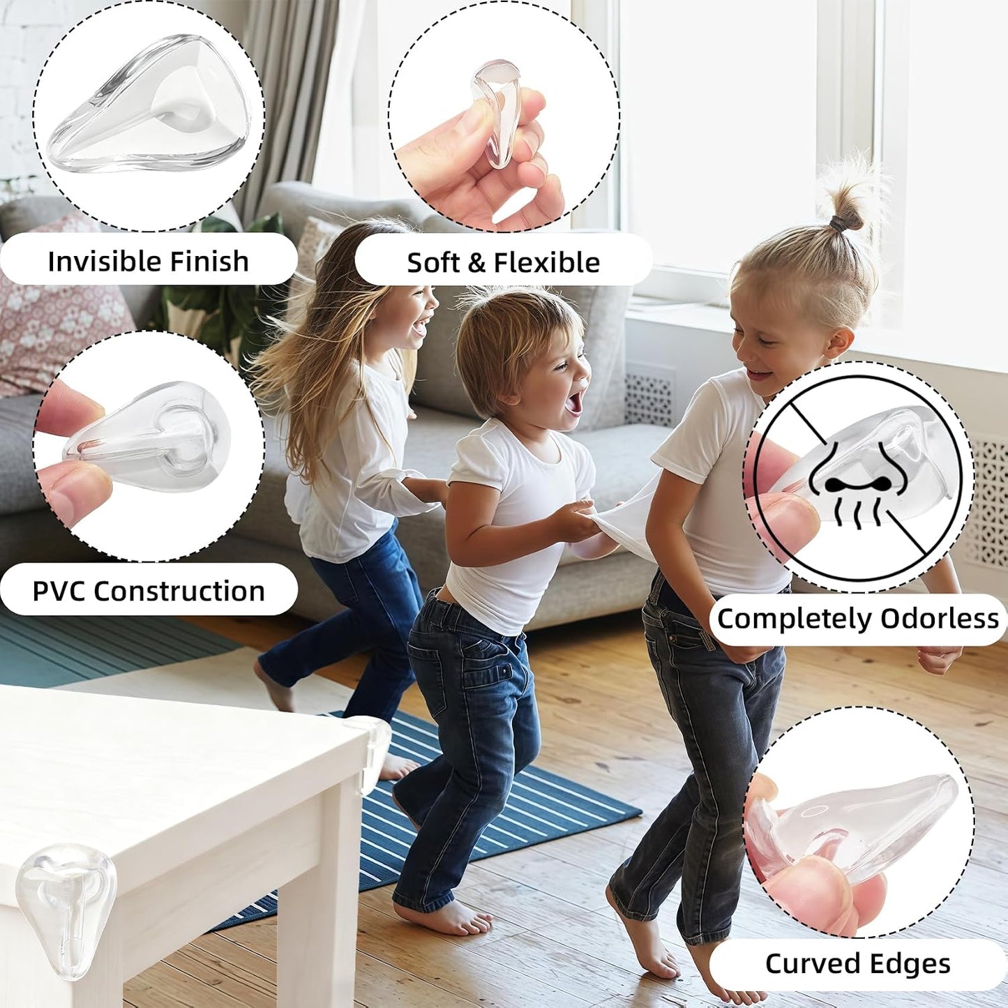 Baby Furniture Corner Protector - Clear Edge Guards Bumpers - 16 Pack Soft Silicone Safety Covers for Table Desk Cabinet, Childproofing Essentials for Toddlers Kids