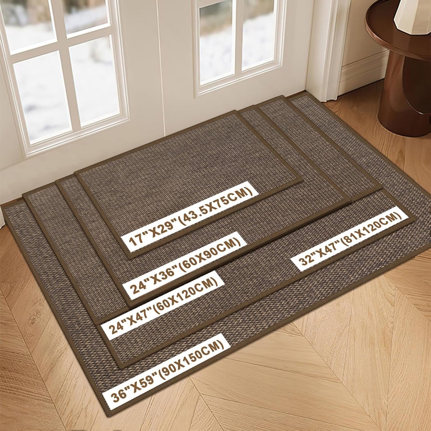 LEKEEPGO Door Mat 17"x29", Non Slip Door Mat Indoor Entrance, Rubber Backing Indoor Door mats Washable Absorbent Low-Profile Doormat Front Entryway Entry Resist Dirt Inside Door Mats, Khaki