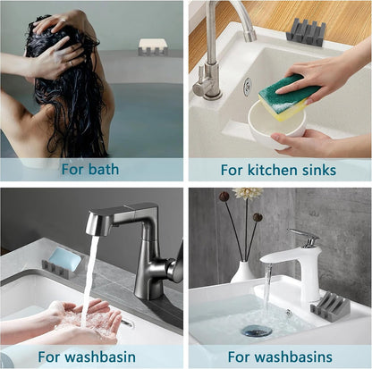 Soap Dish Holder for Shower with Suction Cup, Silicone Soap Holder & Saver Self-Draining Bar Soap Dish Keeps Soap Dry for Bathroom, Kitchen, Bathtub, Extends Soap Life (Black-1Pack)