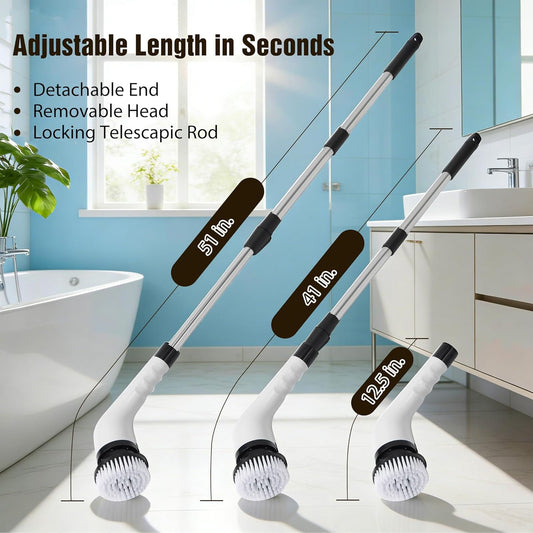 Anfrere Electric Spin Scrubber, Cordless Cleaning Brush with 8 Replaceable Heads, 3 Adjustable Speeds, Extendable Telescopic Handle, Type-C Fast Charging for Bathroom, Shower, Tub, Tile, Car & Glass