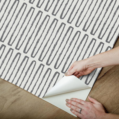 NuWallpaper Porter Charcoal Peel and Stick Wallpaper, Charcoal Patterned Removable Contact Paper for Walls, Self Adhesive Wall Covering for Bedroom Living Room Accent Wall