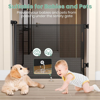 HAMOPY Retractable Baby Gate, 33" Tall, Extends up to 55" Wide, Durable Auto-Lock Baby Gates for Stairs, Mesh Dog Gate and Child Safety Gates for Doorways, Hallways, Indoor, Outdoor(Black)