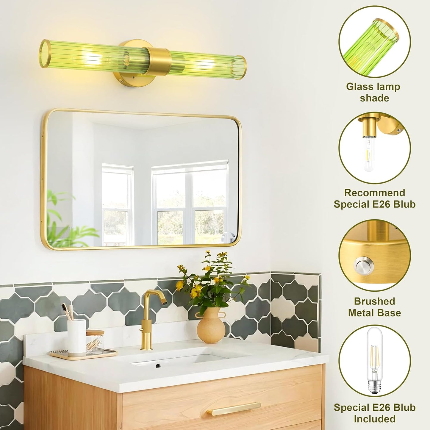 Morauroral Gold Battery Operated Wall Sconces Set of Two, Rechargeable Wall Sconce with Dimmable Remote Control, 20 Inch Wireless Sconce Wall Light for Bedroom, Living Room (Bulbs Included)