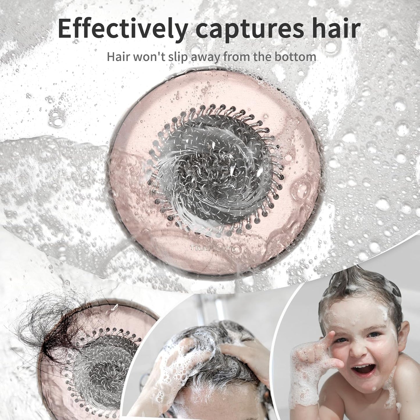 TRAPMATE Shower Drain Hair Catcher, 4.4" Easy Clean Bathtub Drain Hair Catcher, Anti-Slip Bath Tub Drain Protector, Upgraded 304 Stainless Steel Shower Sink Drain Cover for Bathroom (Patented Product)