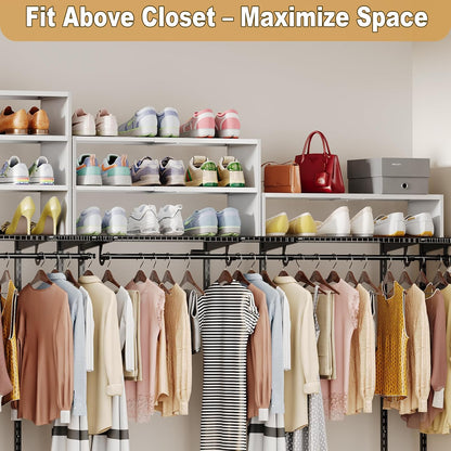 X-cosrack 2 Pack 2-Tier Shoe Rack Organizer for Closet, Expandable and Adjustable White Shoe Rack, Stackable Iron Wood Combination Shoe Storage Shelves for Closets, Entryway, Small Space, Garage