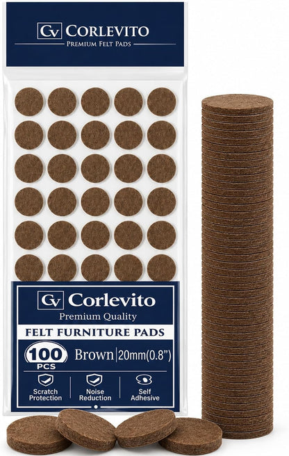 Felt Furniture Pads Corlevito 66 PCS (0.9") – Chair Leg Floor Protectors for Hardwood Floors, Strong Adhesive Anti Scratch Felt Pads for Furniture,Noise Reducing Furniture Pads (Brown)