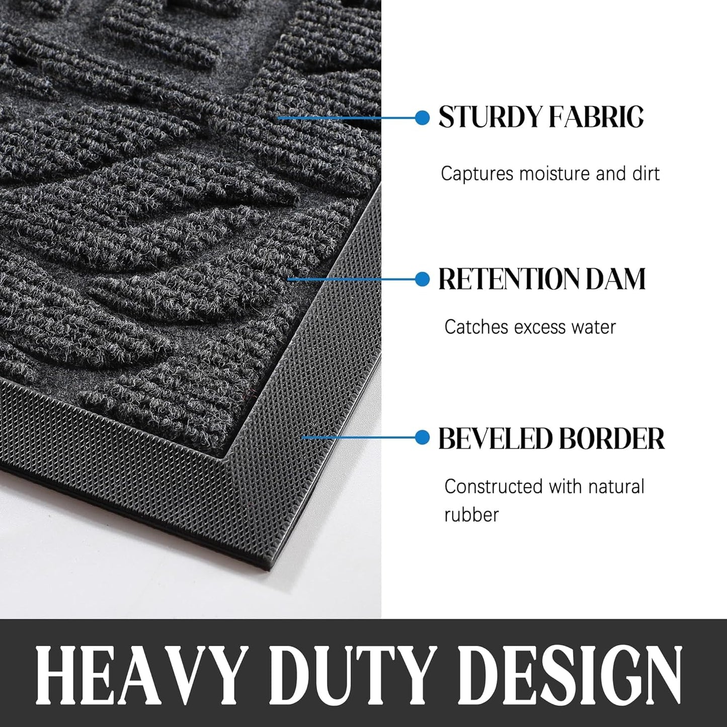 Yimobra Welcome Mat Outdoor 29.5x17, Waterproof Non-Slip Outdoor Mats for Front Door Outside Entrance, Low-Profile Entryway Mat Indoor for Garage Patio, Black