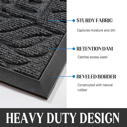 Yimobra Welcome Mat Outdoor 29.5x17, Waterproof Non-Slip Outdoor Mats for Front Door Outside Entrance, Low-Profile Entryway Mat Indoor for Garage Patio, Black