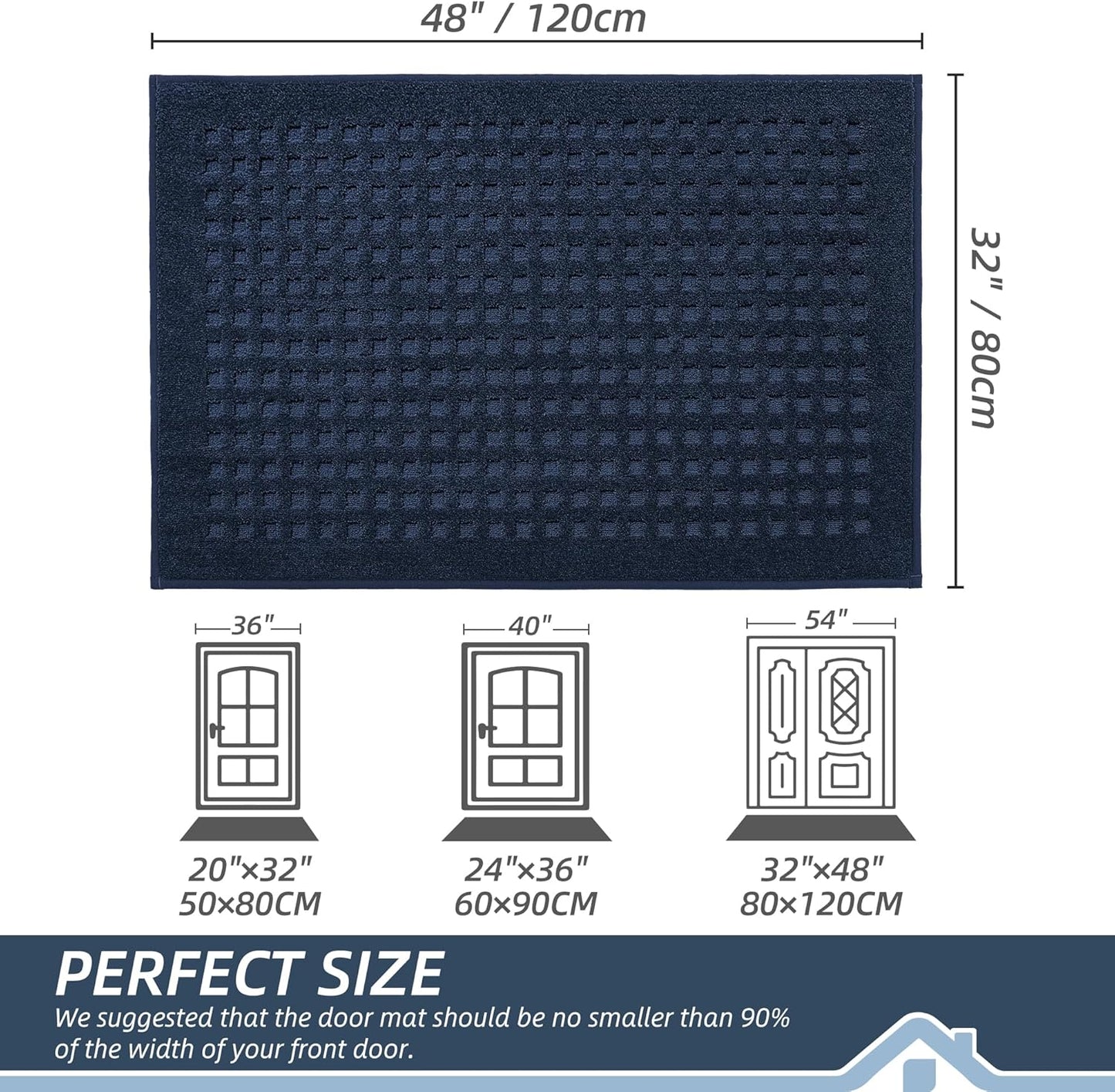 BEQHAUSE Dirt Trapper Door Mats 20"x32", Non-Slip Waffle Doormat Indoor Entrance Low-Profile, Dirt Resist and Absorbent Entryway Rugs Washable Inside Welcome Floor Mat for Front Back Door, Beige