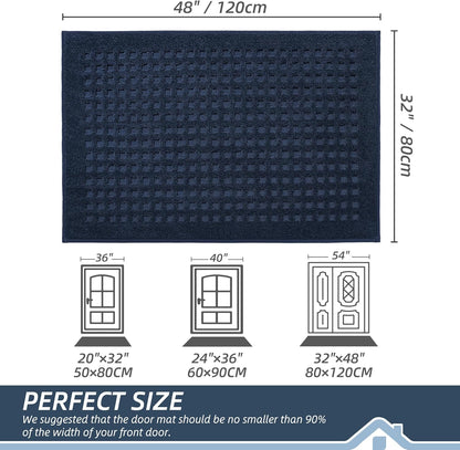 BEQHAUSE Dirt Trapper Door Mats 20"x32", Non-Slip Waffle Doormat Indoor Entrance Low-Profile, Dirt Resist and Absorbent Entryway Rugs Washable Inside Welcome Floor Mat for Front Back Door, Beige