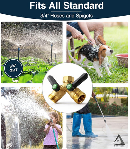 DBR Tech® Garden Hose Splitter 2 Way, Full Flow Solid Brass | 2026 Model