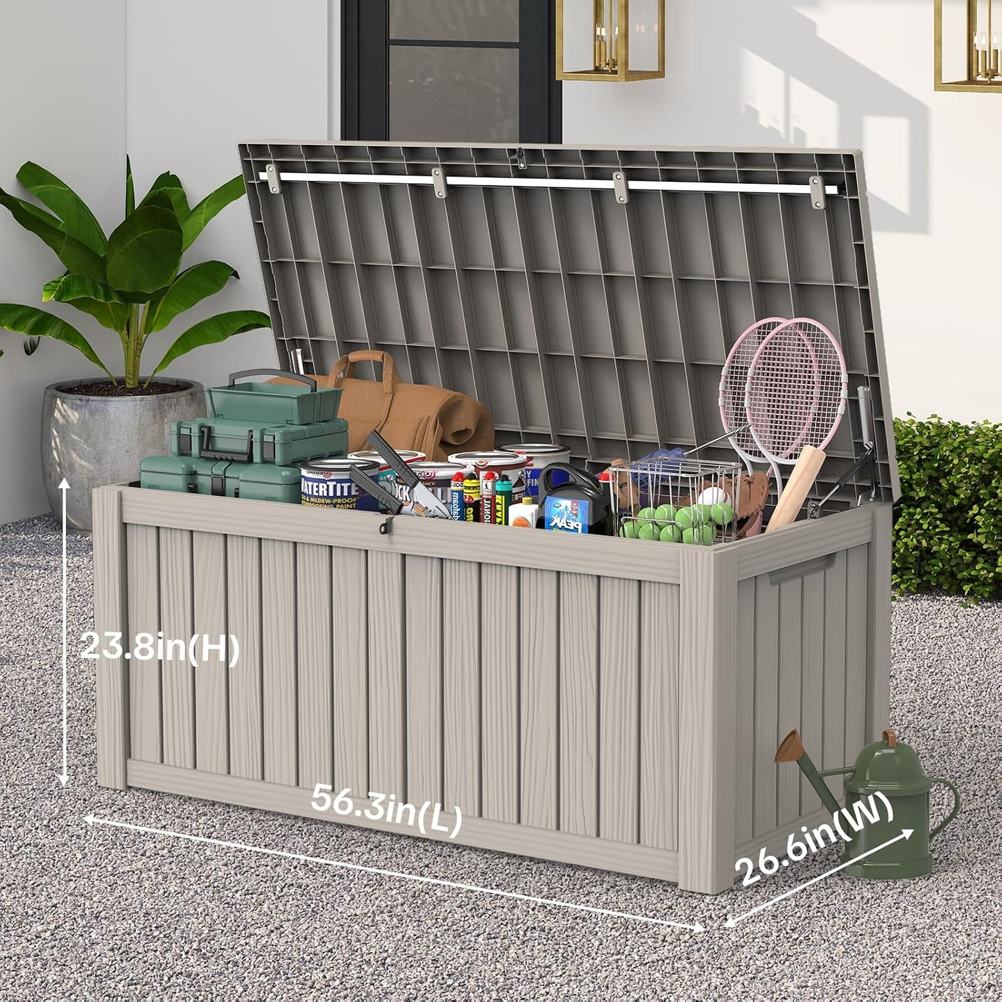 Outdoor Storage Box, 50 Gallon Waterproof Deck Storage Box, Lockable Patio Storage Bins for Package Delivery, Porch, Garden Tool, Cushions, Anti-Theft Weatherproof & UV-Resistant Parcel Drop Box