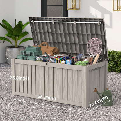 Outdoor Storage Box, 50 Gallon Waterproof Deck Storage Box, Lockable Patio Storage Bins for Package Delivery, Porch, Garden Tool, Cushions, Anti-Theft Weatherproof & UV-Resistant Parcel Drop Box